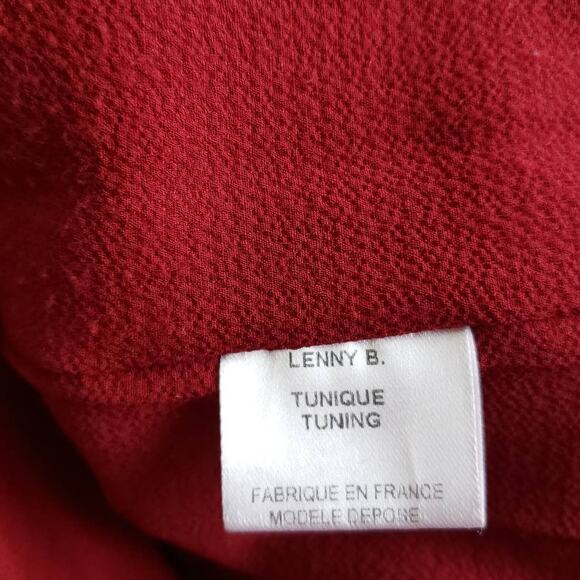 Lenny B. Paris Metallic Gold Red Jacquard Blouse Large - Picture 11 of 12